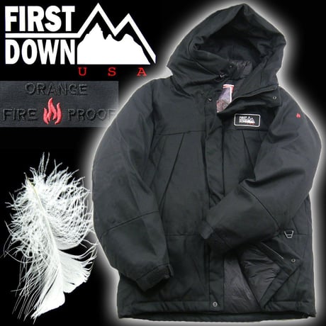 FIRST DOWN × Orange × FREAK'S STORE / ファーストダウン オレンジ フリークスストア　難燃 ダウン FIREPROOF ファイヤープルーフ ブラック