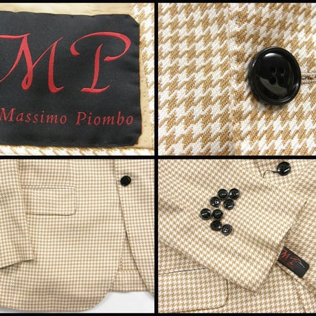 MP di Massimo Piombo ／ エムピーディマッシモピオンボ　シルク ジャケット イタリア製 ハンドトゥース チェック 千鳥格子 ｜ 春 秋冬