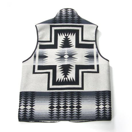 Bill Wall Leather × PENDLETON ／ ビルウォールレザー × ペンドルトン　裏ボア ベスト 日本製 シルバー マリブクロス ハーディング柄 ハーディング ホワイト ｜ 秋冬