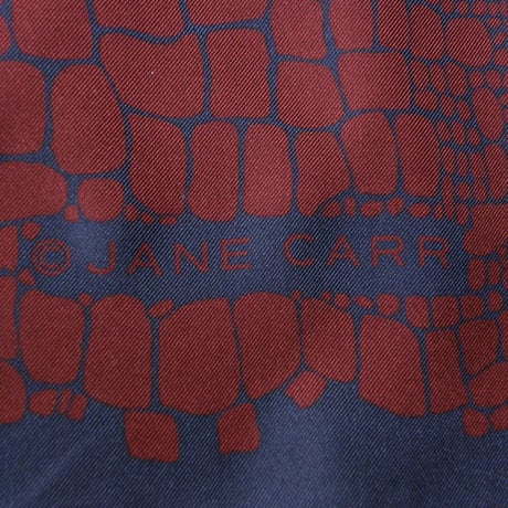 JANE CARR ／ ジェーンカー　大判 シルク スカーフ イタリア製 クロコ ワインレッド ｜ オールシーズン　（No.251461）
