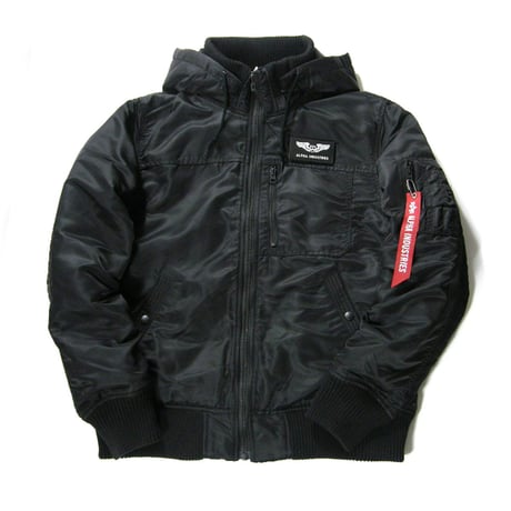 ALPHA INDUSTRIES × THERMOLITE ／ アルファインダストリーズ × サーモライト　中綿ジャケット フード 取り外し可能 ブラック ｜ 秋冬　（No.370592）