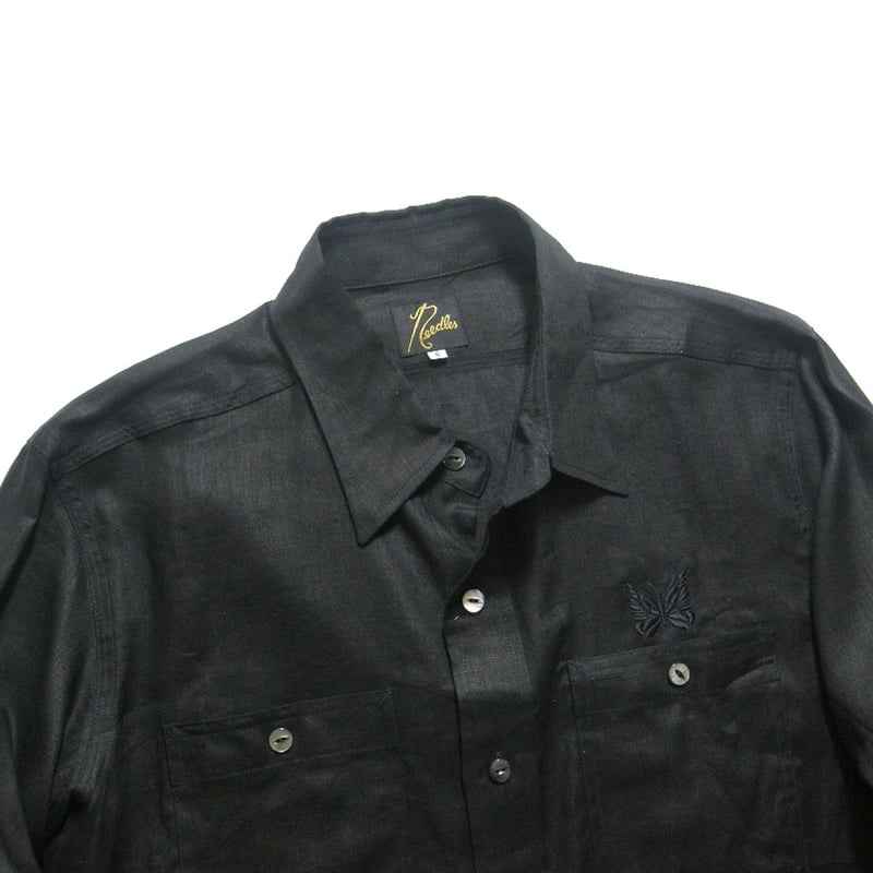 美品！Needles 長袖シャツ S ブラックロゴ 美品！Needles 長袖シャツ S ブラックロゴ