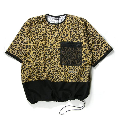 WILD THINGS ／ ワイルドシングス　プルオーバー 半袖シャツ ノーカラー クルーネック Tシャツ レオパード ｜ 春夏