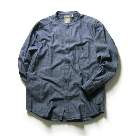 Fire service × B:MING by BEAMS ／ ファイヤーサービス × カイハラ　シャンブレー バンドカラー シャツ 日本製 4.5オンス ダンガリーシャツ ｜ オールシーズン