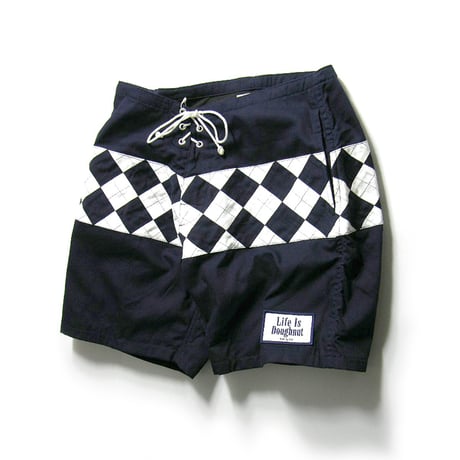 NALUTO TRUNKS × TOMORROWLAND ／ ナルトトランクス × トゥモローランド　山口縫製 サーフトランクス 日本製 ショートパンツ アーガイル ネイビー ｜ 春夏