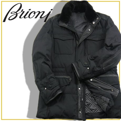 Brioni / ブリオーニ　鹿革 ダウン イタリア製 カシミヤ ヌートリア ブルゾン コート シルク 取外し可能 毛皮付き 世界最高峰