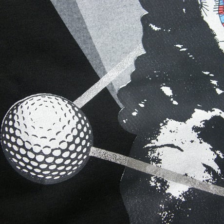 FLOG GOLF CLUB × Hedonizm × EDIFICE GOLF ／ フロッグゴルフクラブ × ヘドニズム　モックネック Tシャツ 日本製 アート ブラック ｜ オールシーズン