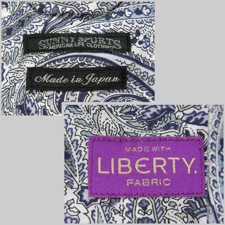 SUNNY SPORTS × LIBERTY ／ サニースポーツ × リバティ　Abbey Road 半袖シャツ 日本製 アビーロード ペイズリー ブルー ｜ 春夏