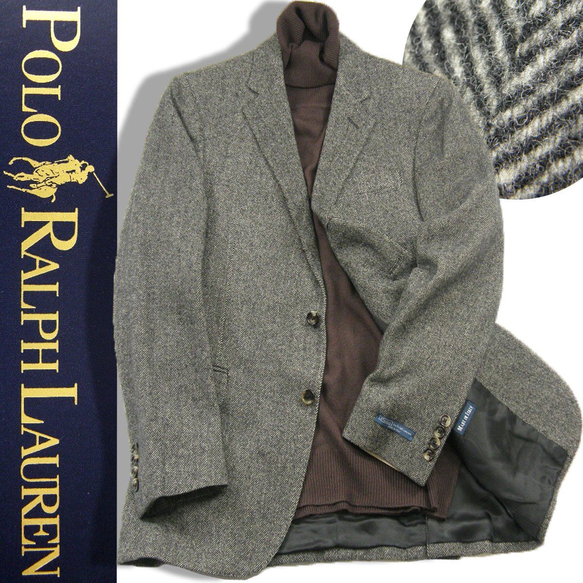 Ralph Lauren / ラルフローレン　ヘリンボーン ジャケット イタリア製 ウール モノトーン ポロラルフローレン