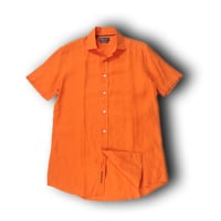 RALPH LAUREN Purple Label / ラルフローレン パープルレーベル　半袖シャツ イタリア製 リネン 麻 シャツ 最高級ライン オレンジ 春夏