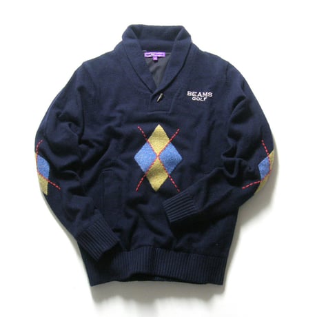 BEAMS GOLF PURPLE LABEL × Airshut NT ／ ビームスゴルフ パープルレーベル × エアシャット　撥水 防風 ショールカラー ニット ｜ 秋冬　（No.352139）