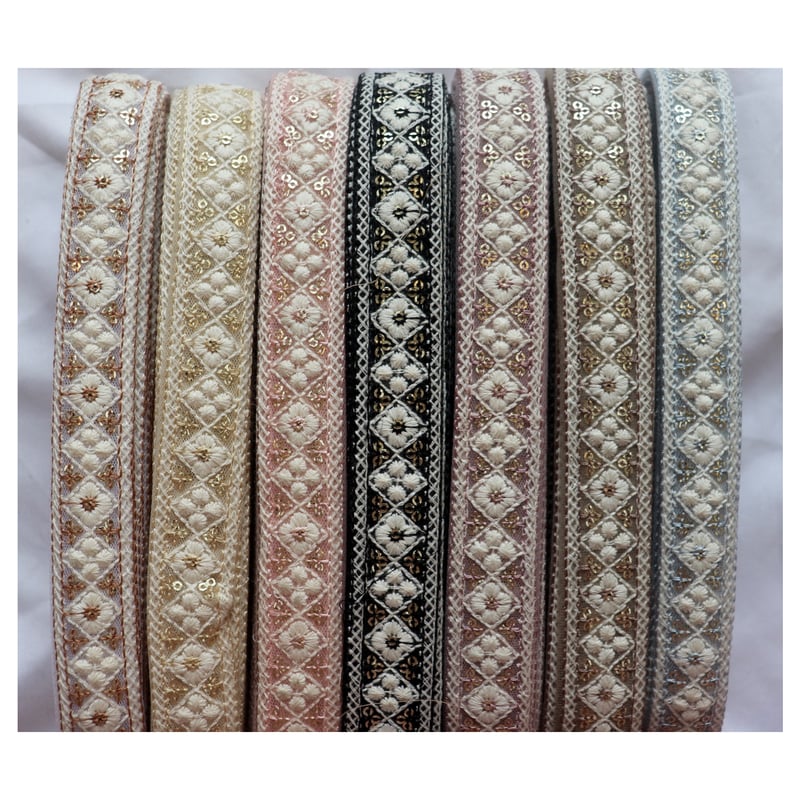 インド刺繍リボン　ロール販売　⑨ インド刺繍リボン 1ロール | インド刺繍リボン arinco ribbon