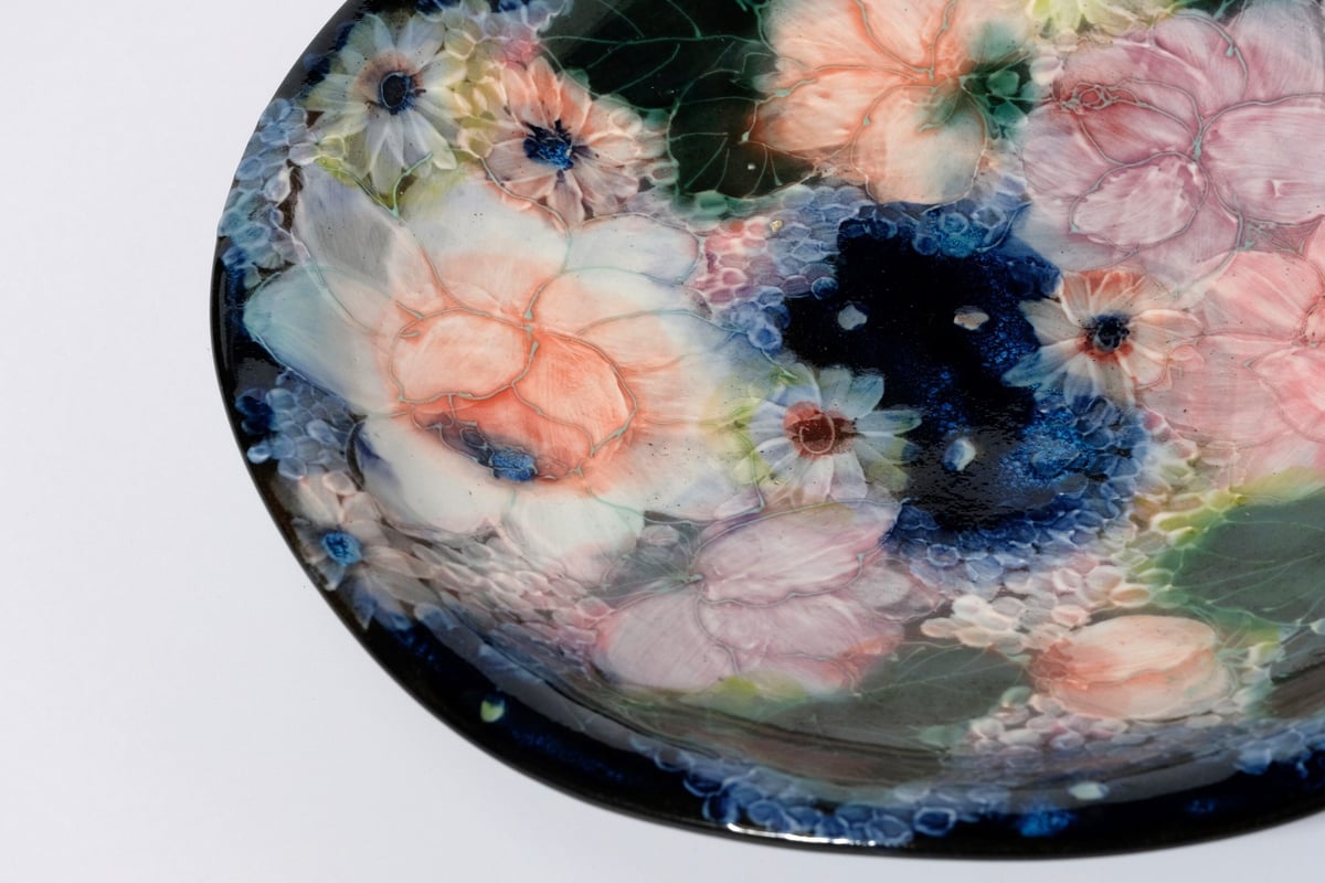 野村晃子 蓋物 お花 フラワー 陶器 花ディナー皿 野村晃子1C