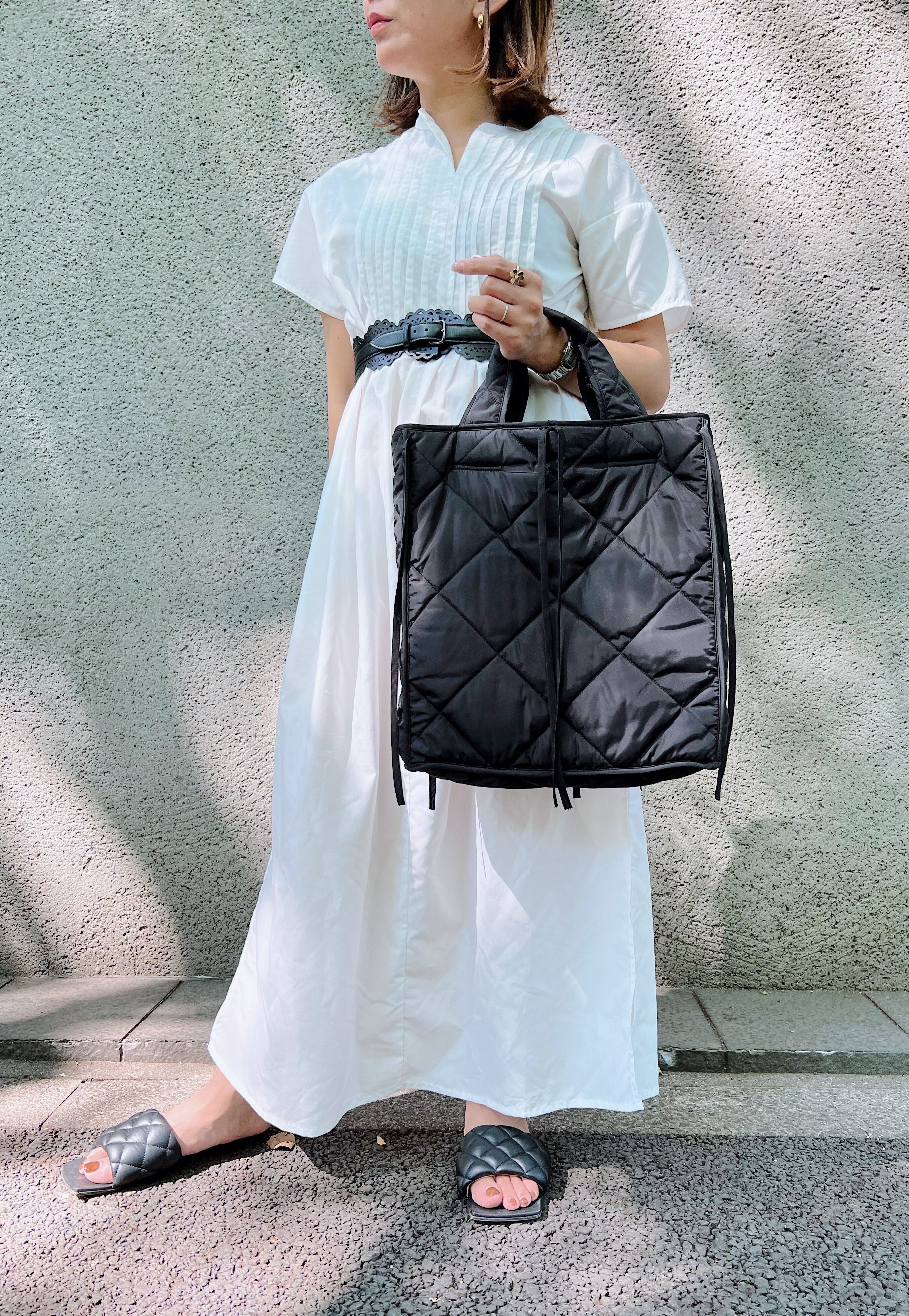 Reversi -Jacquad & quilting Bag- Black | elu