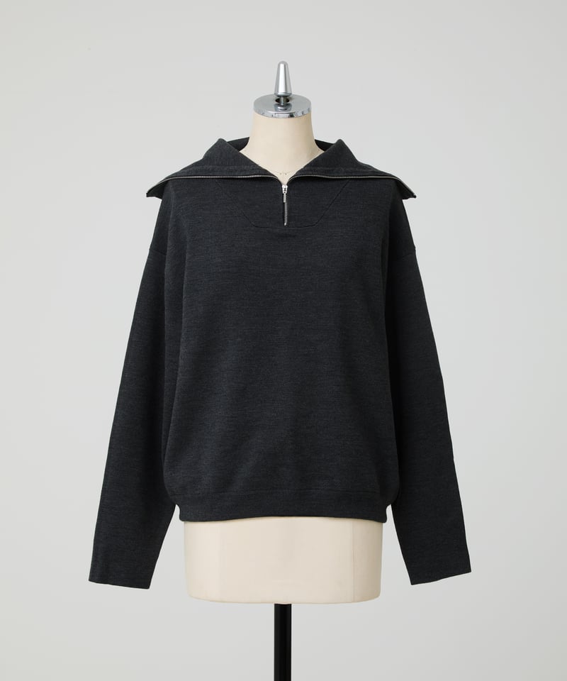 elu.エル Alex zip up washable kni black ② Alex zip up washable knit- Charcoal/ / Black | elu