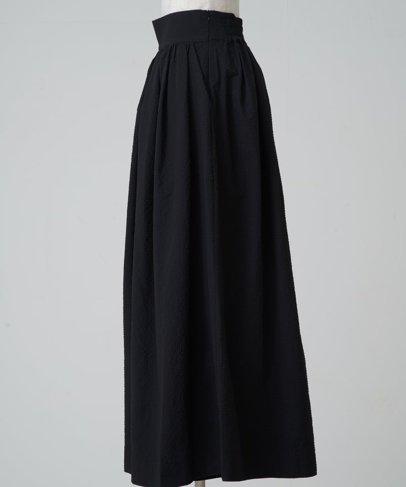 Suzan tack & gather skirt shape wide pants -Bla