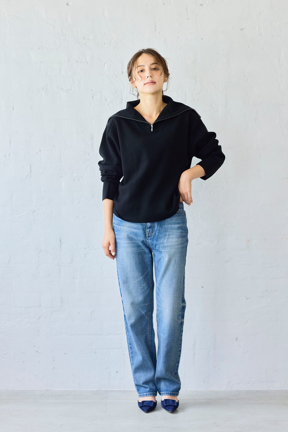 Alex zip up washable knit- Charcoal/ / Black | elu