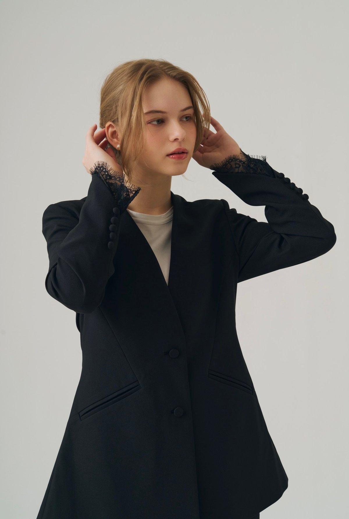 Victoria V collar Jacket Navy | elu