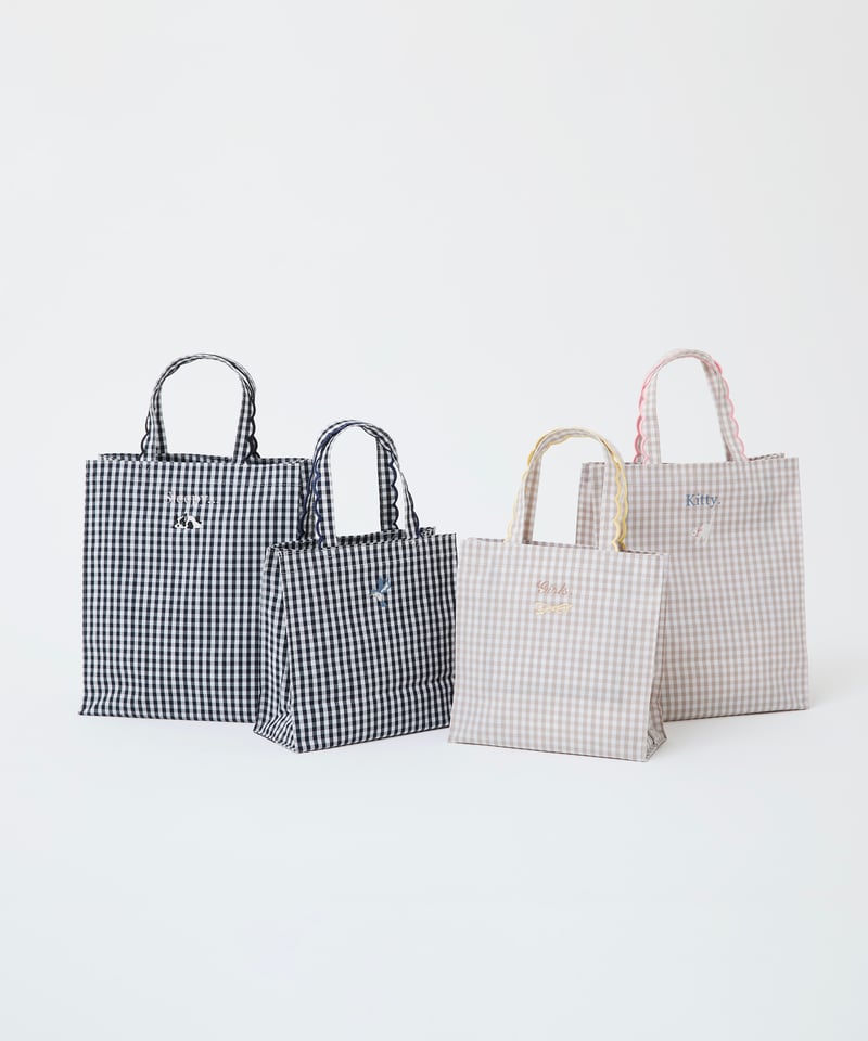 Fleur tote （square small） gingham check black×n...