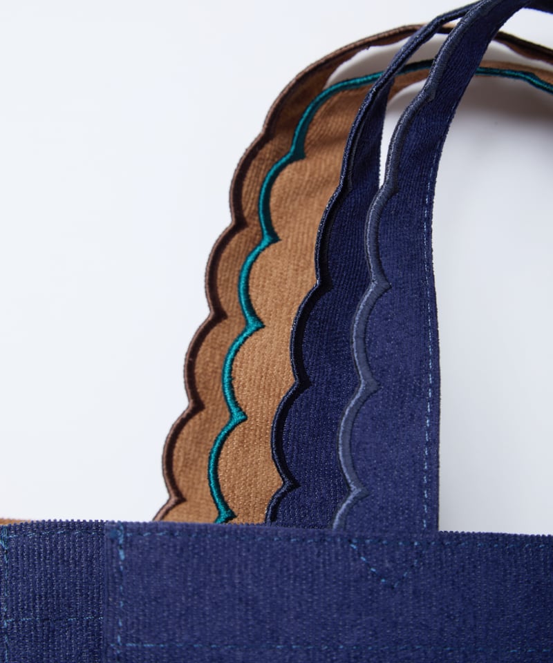 elu.Fleur tote（square）Corduroy Fleur tote （square small）Corduroy navy × navy