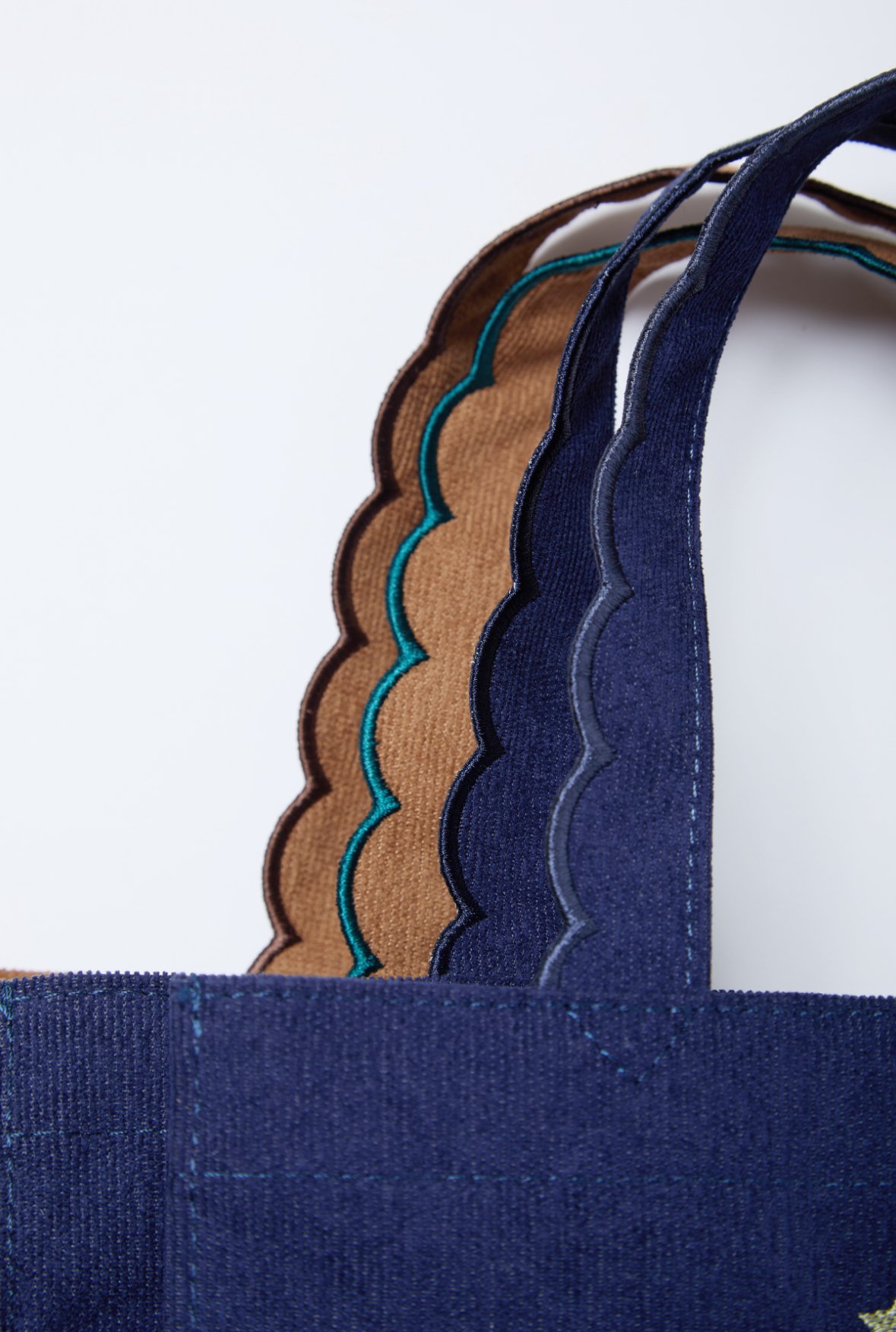 Fleur tote （square small）Corduroy navy × navy