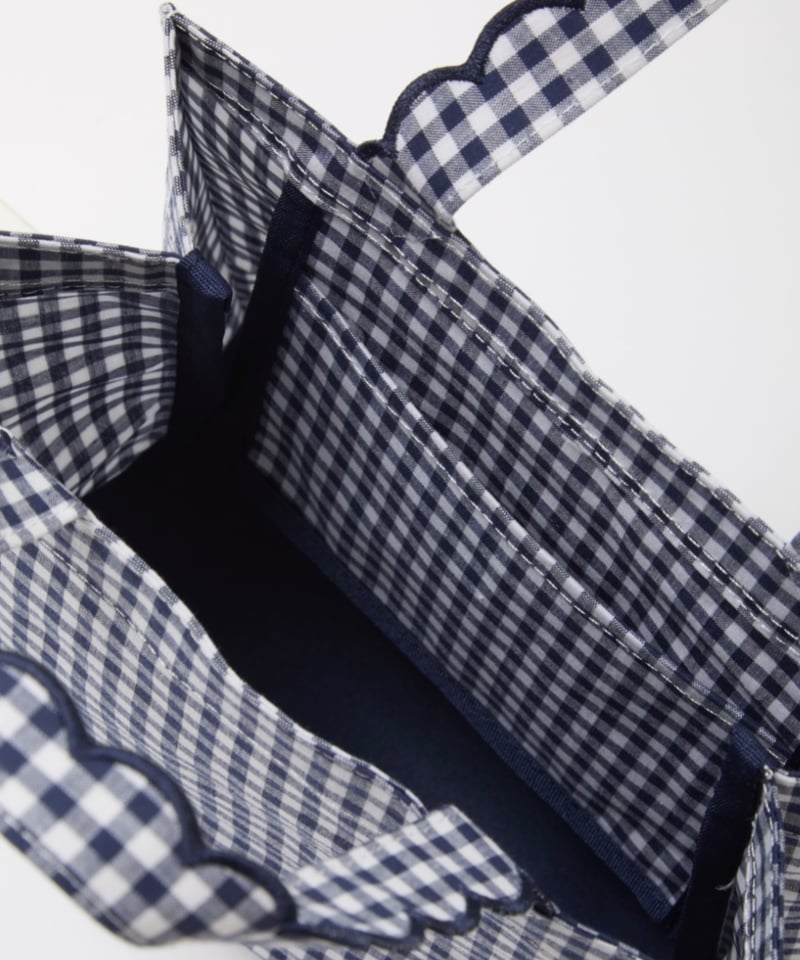 Fleur tote （square small） gingham check navy ×
