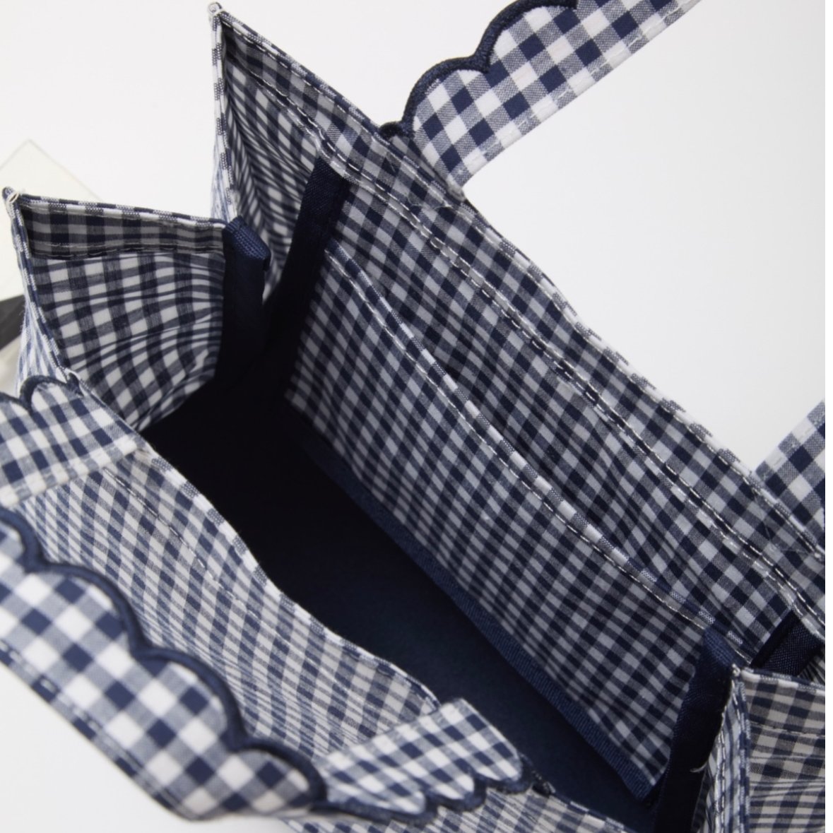 HARU様ご確認用 Fleur tote （square small） gingham check navy ×