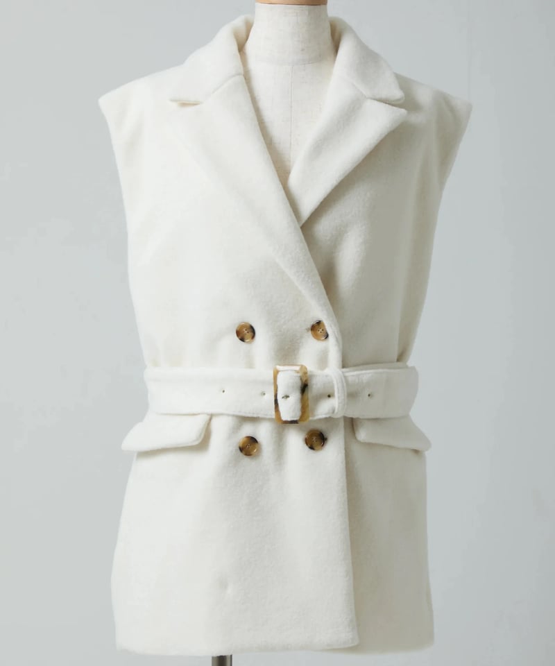 【Yua...さん専用】elu. Back yoke double gilet Back yoke double gilet MARIE (boa)-Ivory | elu