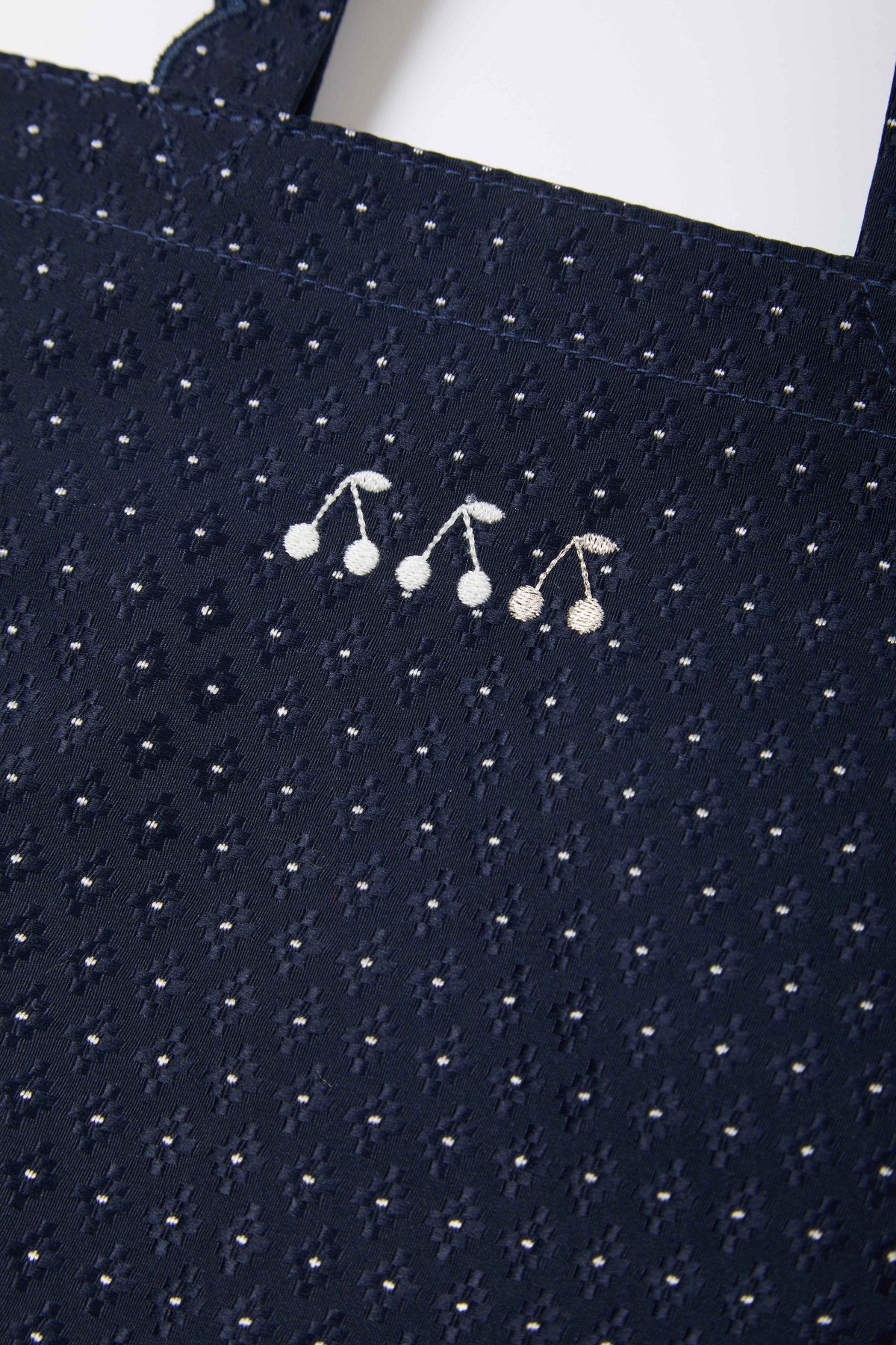 Fleur tote （square small） Flower dot Navy | elu