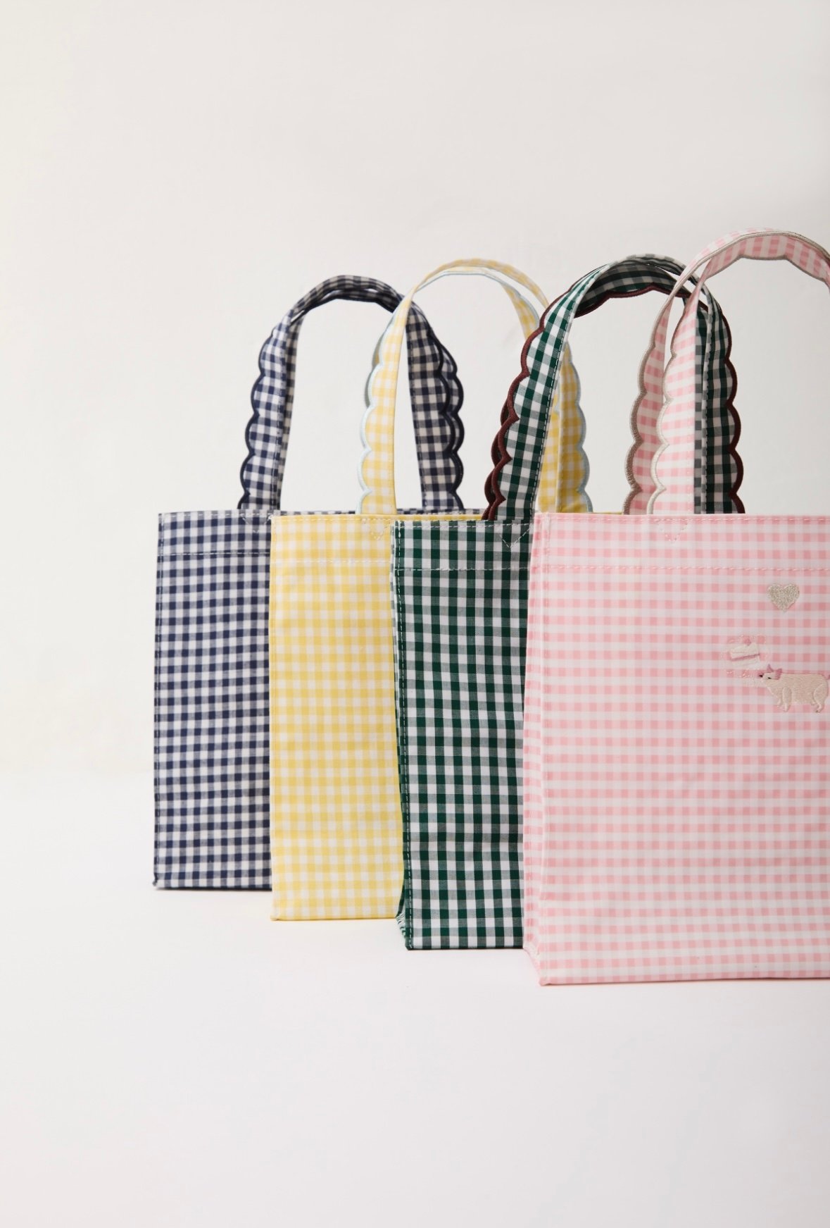 Fleur tote （square small） gingham check green ×