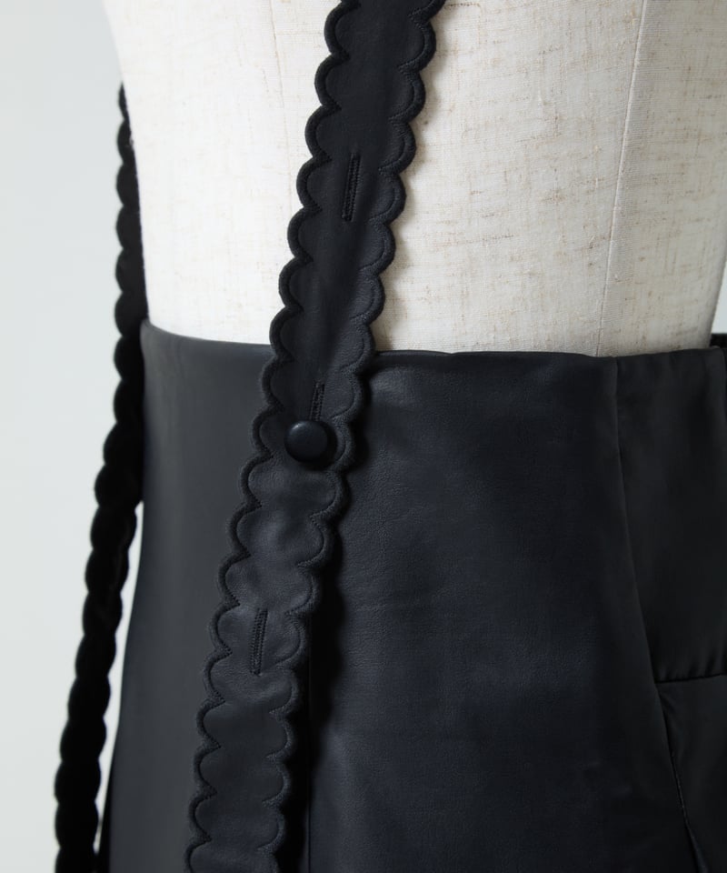 elu スカラップレザーハイウエストジャンパースカート/ブラウン/Sサイズ Scallop leather high waist jumper skirt LEA-bl