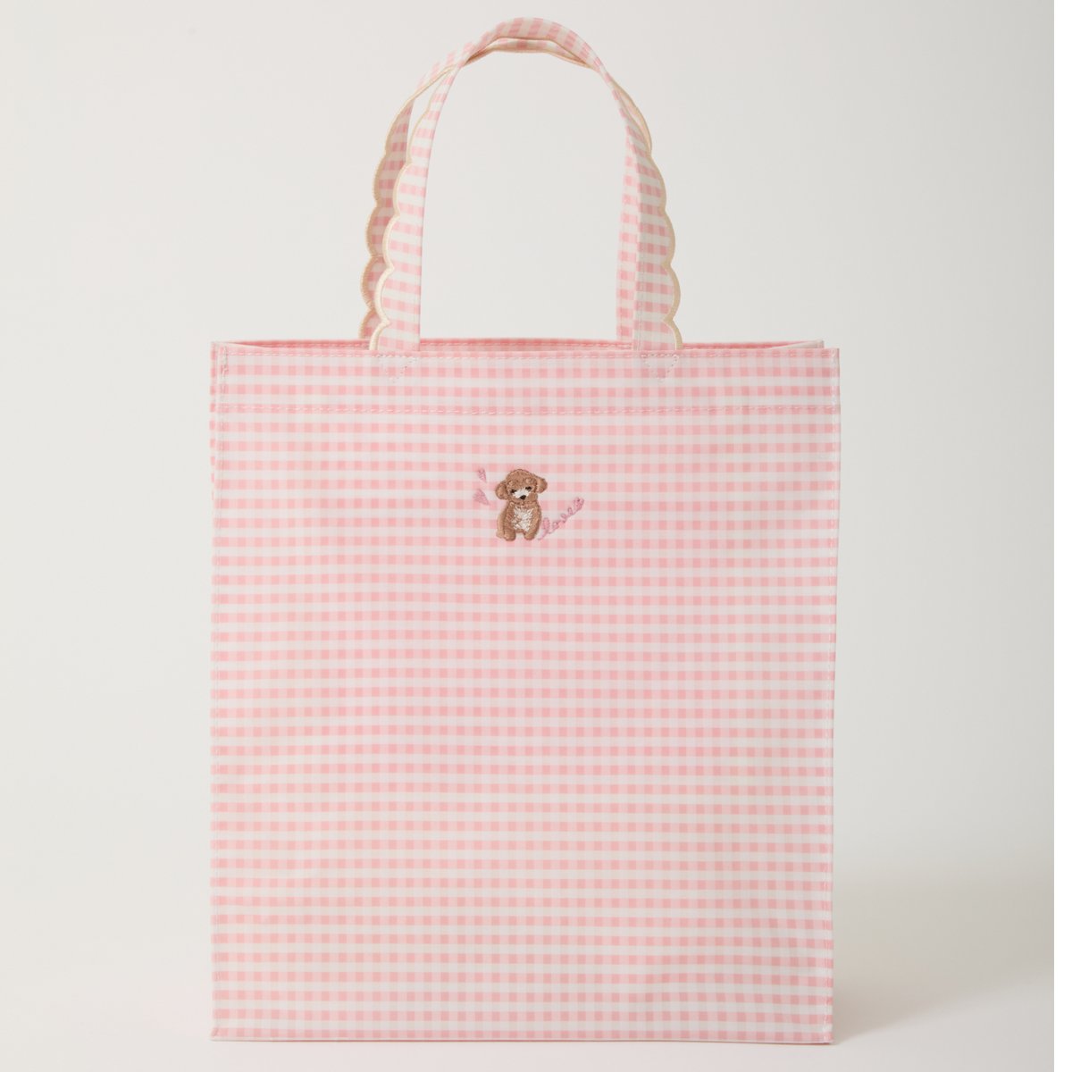 新品　eluフルールトート　スクエア　ピンク Fleur tote（square） gingham check pink × beige