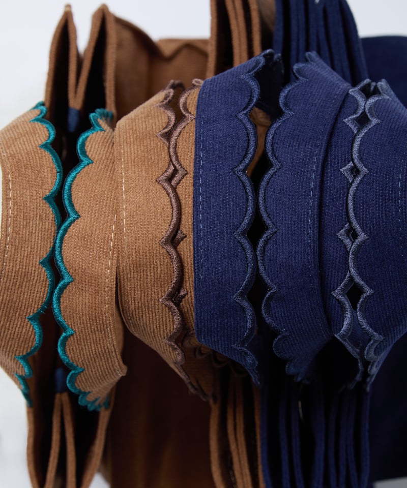 受注】Fleur tote （square small）Corduroy brown ×