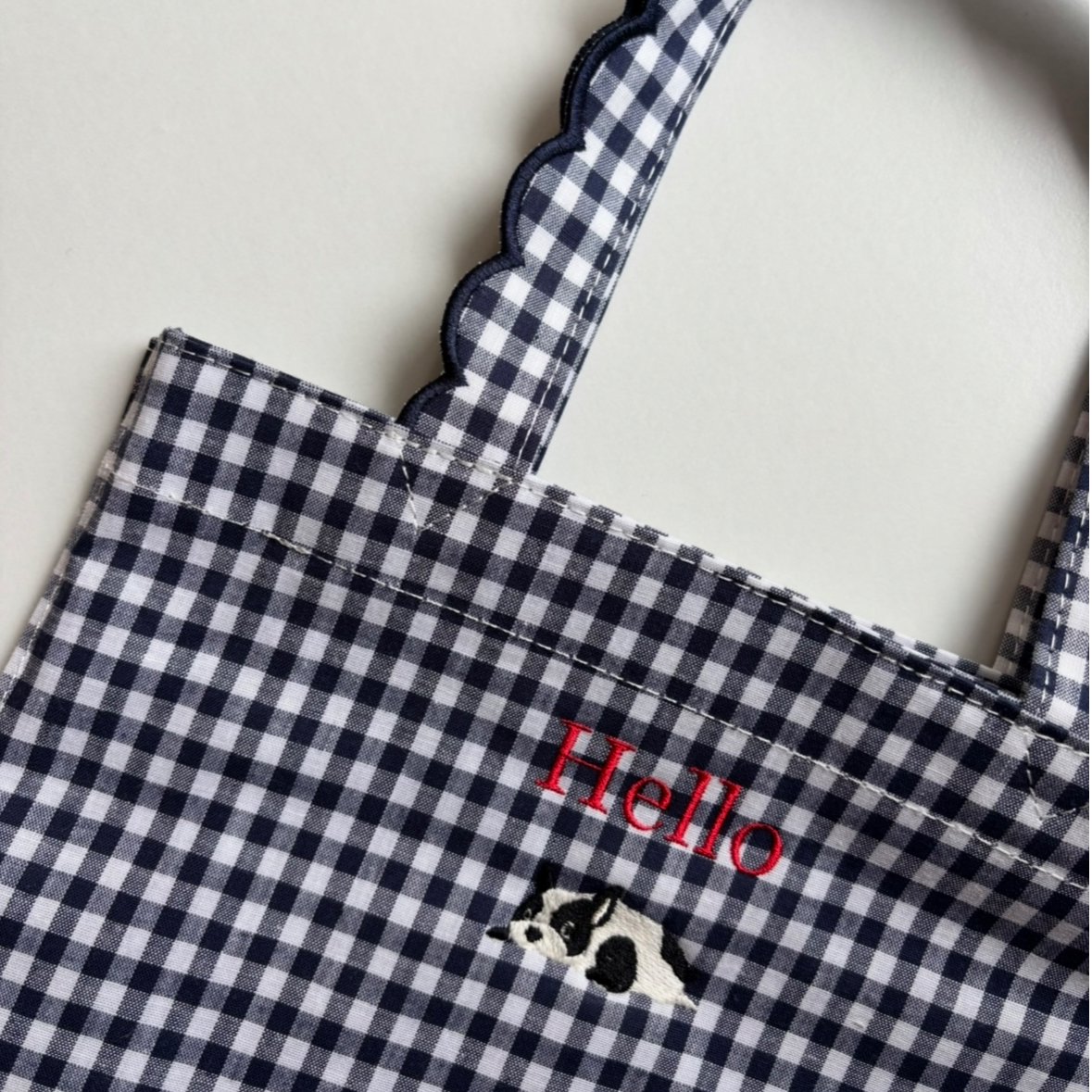 elu. フルールトート　ギンガムチェック　スモール Fleur tote （square small） gingham check black×n