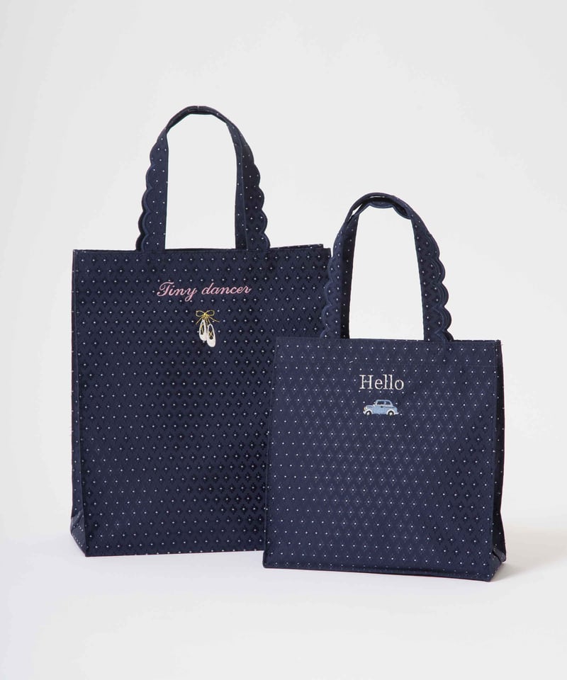 受注】Fleur tote （Square） Flower dot Navy | elu