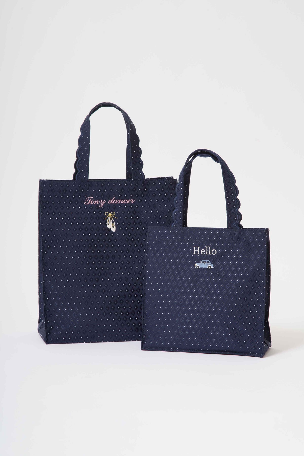 受注】Fleur tote （Square） Flower dot Navy | elu