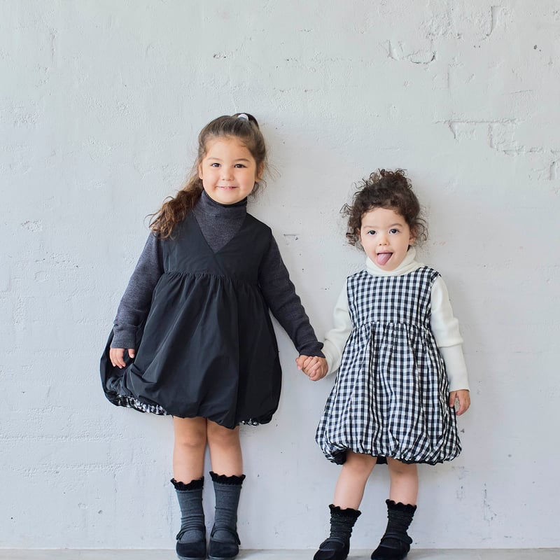 elu. キッズ　リバーシブル　ドレス　ブラック&ギンガムチェック elu. キッズリバーシブルドレスブラック&ギンガムチェック