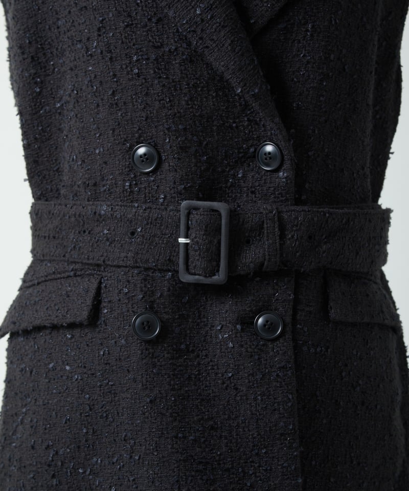 【Yua...さん専用】elu. Back yoke double gilet Back yoke double gilet MARIE (tweed)-Black | elu