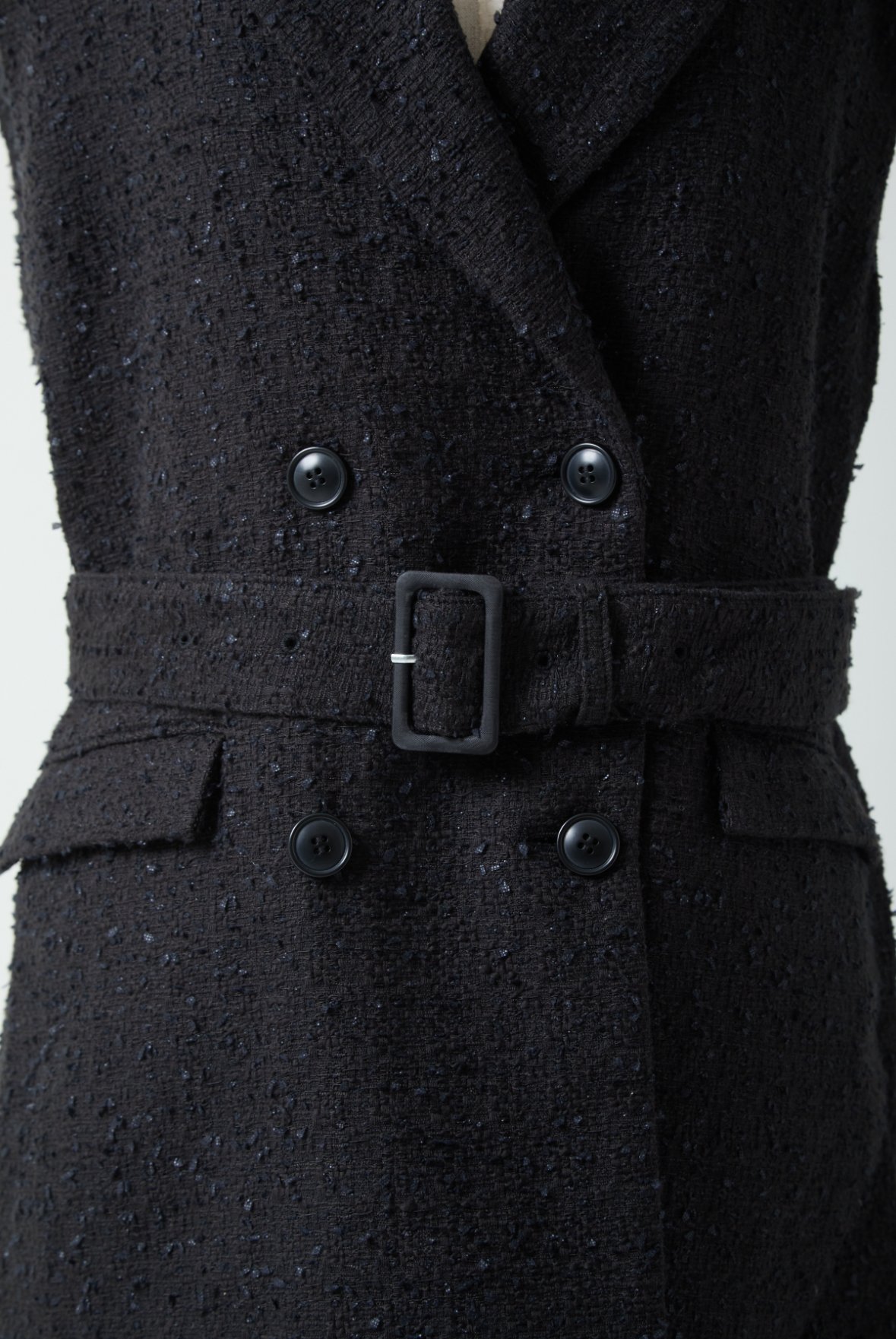 Back yoke double gilet MARIE (tweed)-Black | elu