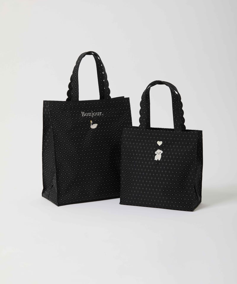 Fleur tote （square small） Flower dot Black | elu