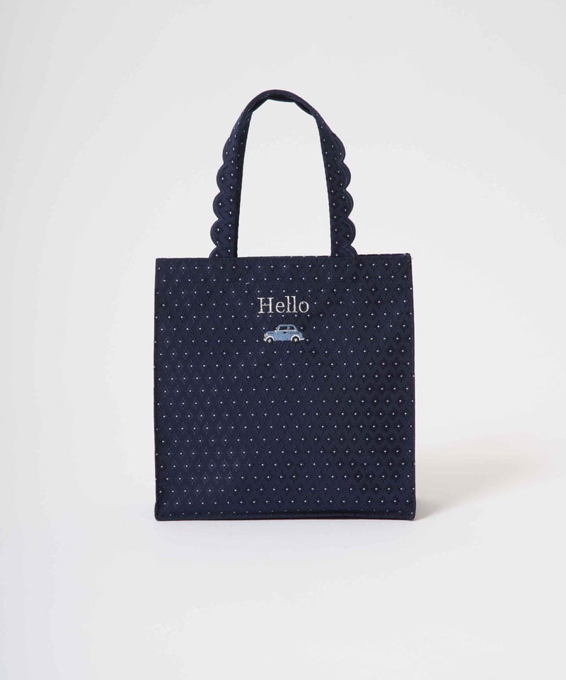 エル　elu フルールトート　スクエアスモール Fleur tote （square small） Flower dot Navy | elu