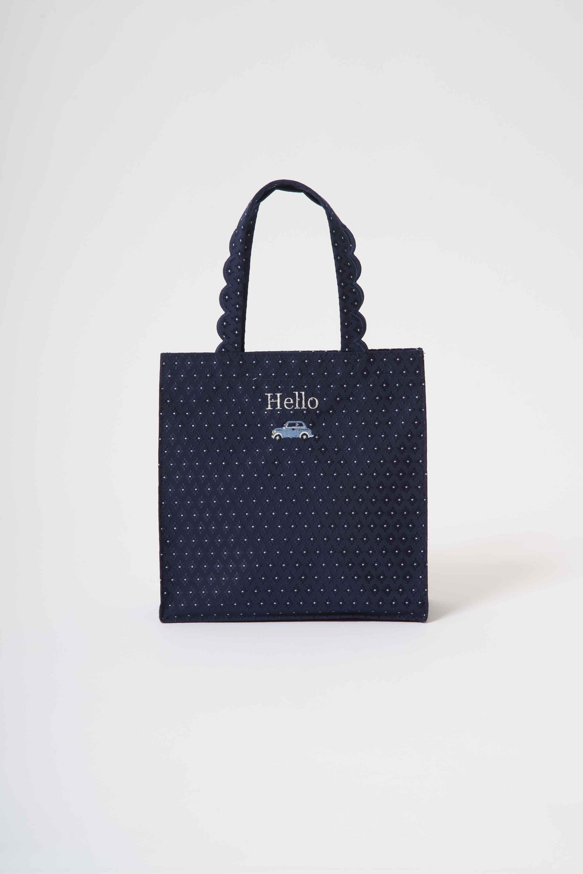 Fleur tote （square small） Flower dot Navy | elu