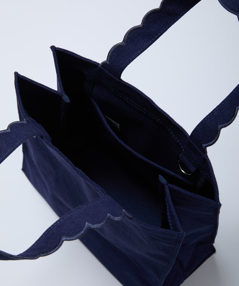 Fleur tote （square small）Corduroy navy × navy