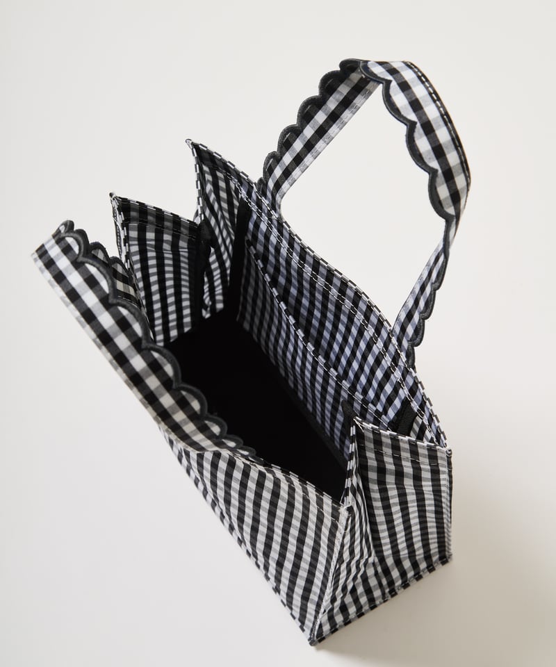 受注】Fleur tote （square small） gingham check bla