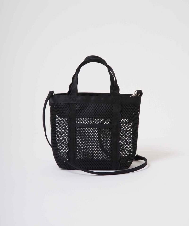 Fleur tote portable bag-MESH-Black | elu