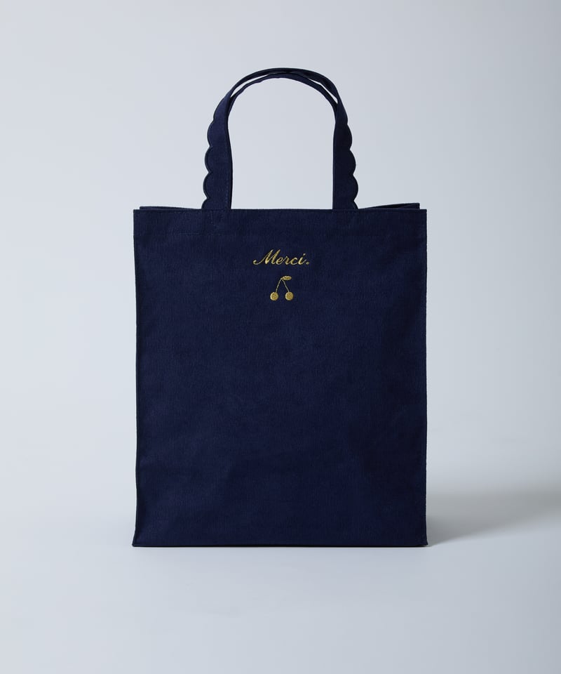 Fleur tote（square）Corduroy navy × blue navy | elu