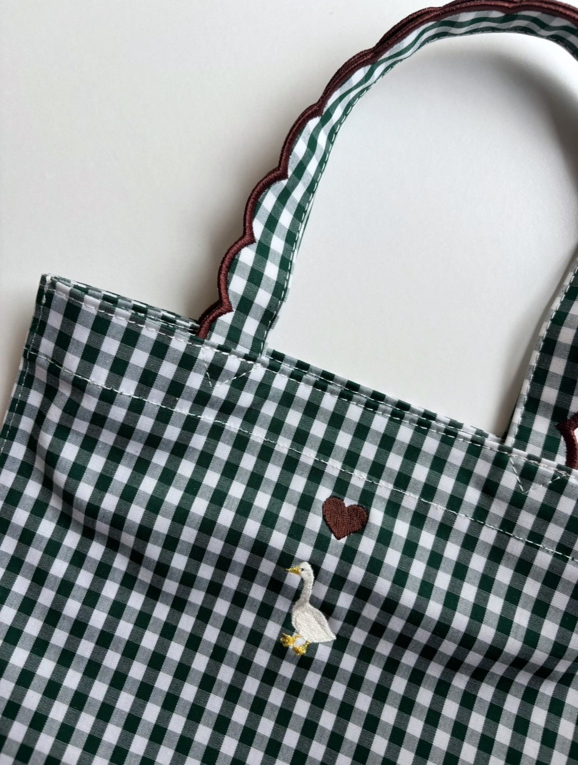 Fleur tote （square small） gingham check green ×