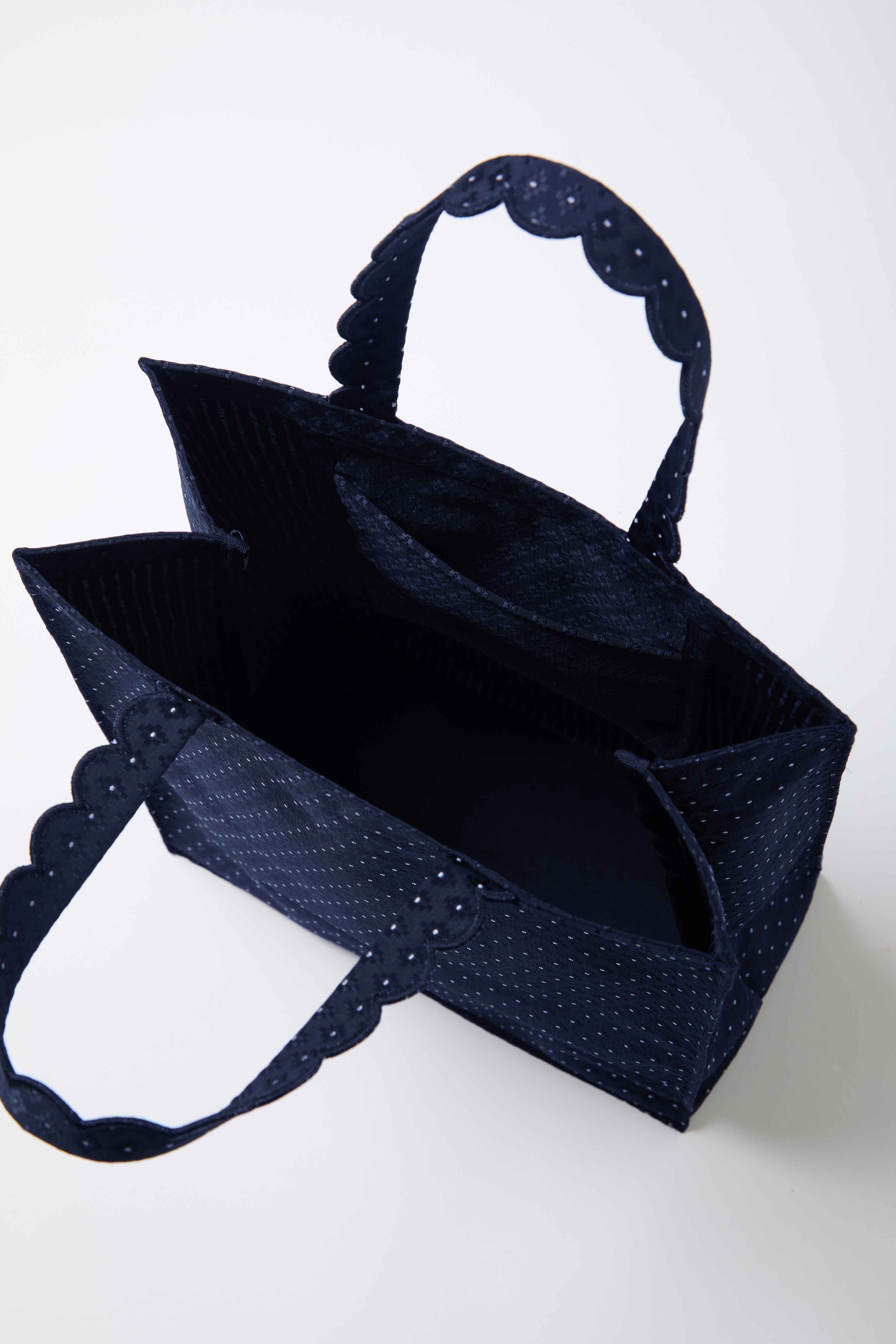 受注】Fleur tote （Square） Flower dot Navy | elu