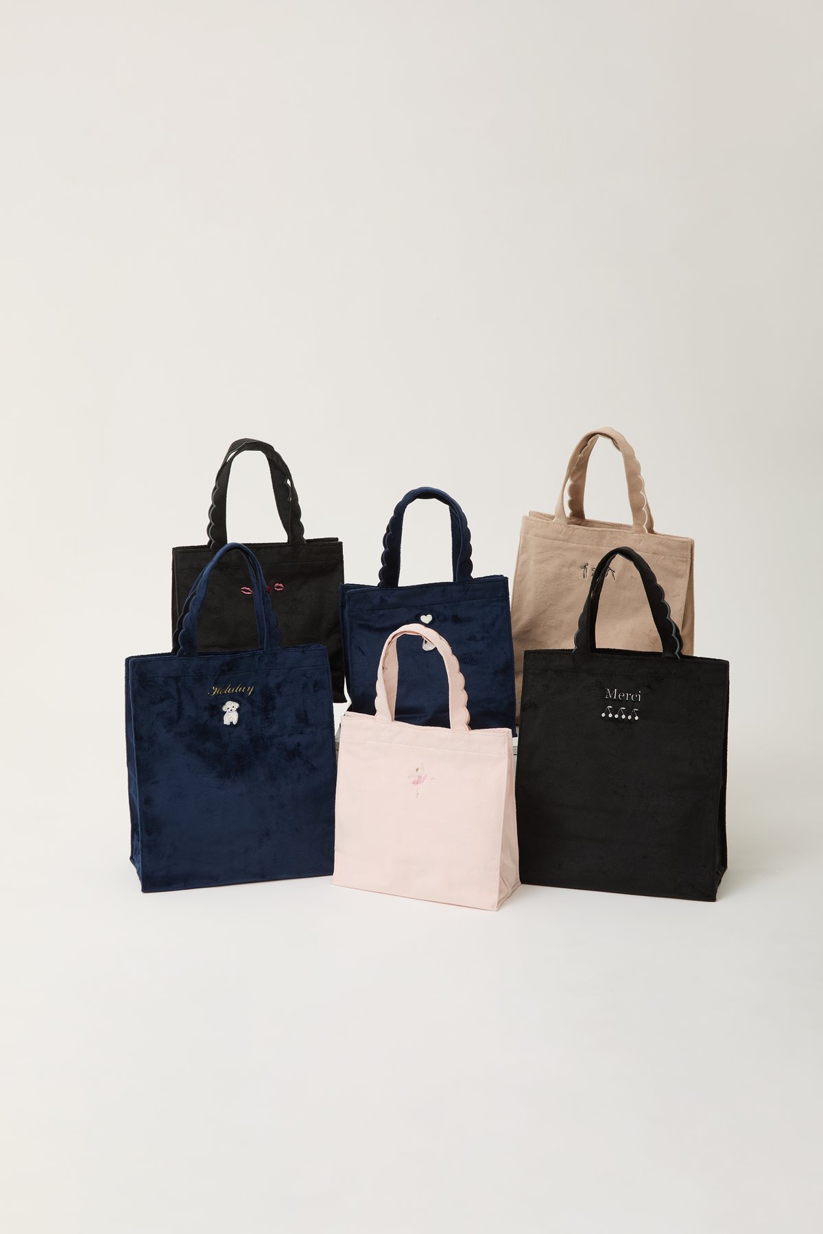 Fleur tote（square）Velour black × charcoal | elu
