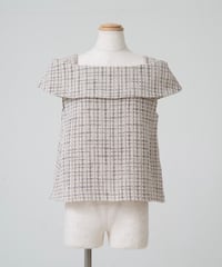 Back yoke double gilet MARIE (tweed)-Black | elu